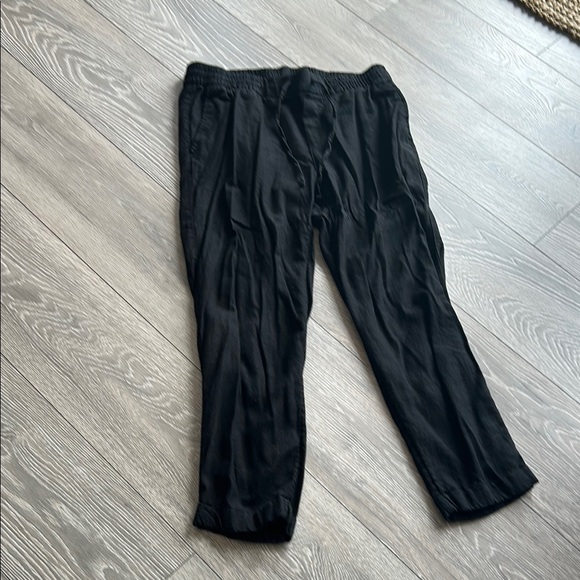Linen Black Pants Capri Joggers - Picture 1 of 8